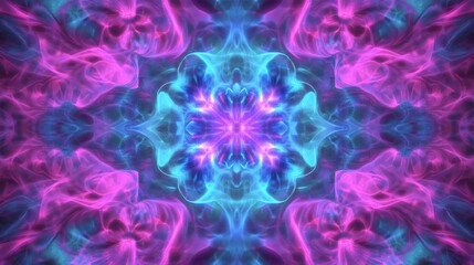 Obraz premium Psychedelic smoke art mandala; vibrant colors