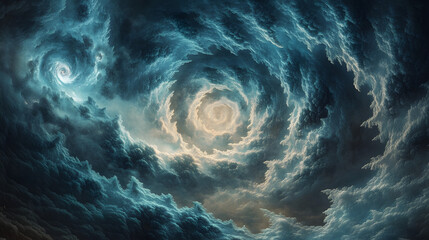 Spiral vortex formation in the sky with abstract atmospheric patterns