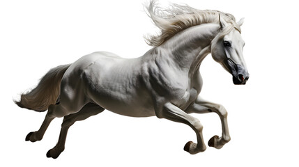 Isolated Running White Horse