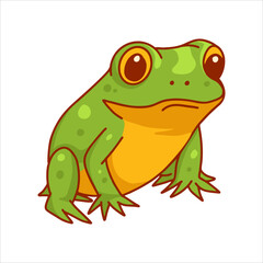 Green frog cartoon character isolated on white background