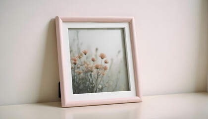 Minimalist Scandinavian pastel tone photo frame. Minimal photo frame for mock up. Clean and simple style home decoration. pink and blue color tone. Aesthetic interior design. relax and chill. key up. 