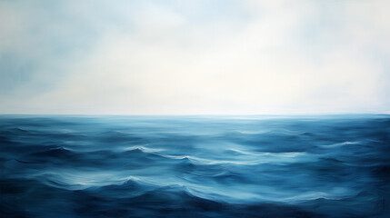 Fototapeta premium Abstract Ocean Surface With Blue Water Waves Sparkling Under a Cloudy Sky
