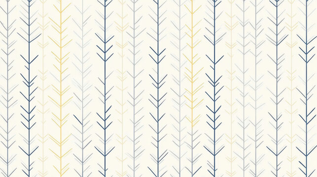 Minimalist seamless pattern with understated directional motifs featuring clean arrow designs in blue and yellow tones on light background