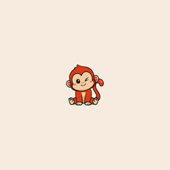 Cute Monkey Sitting icon flat vector design.
