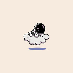 Lazy Astronaut Lay On Cloud icon flat vector design.