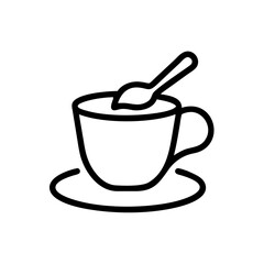 Cup with spoon stirring against white background