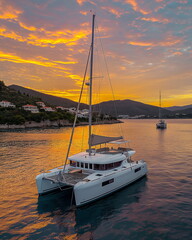 Fototapeta premium A luxurious catamaran yacht with spacious cabins a_007