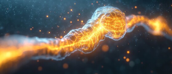 A dynamic close-up of a glowing, fiery neural network representation, symbolizing energy and connectivity in a cosmic dance.