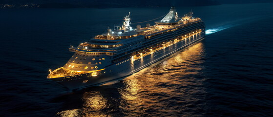 A luxurious cruise ship at night illuminated by th_004
