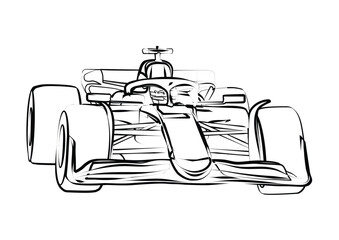 Formula race car linear illustration. Sports car collection for design of fliers, brochures and banners.