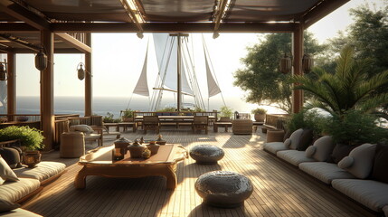 A luxurious sailing yacht with a modern design and_010