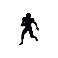 Naklejka premium American Football Player Silhouette Running, Passing, and Holding Ball Poses