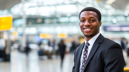 Young businessman exudes confidence in formal attire, embodying professionalism and ambition.
