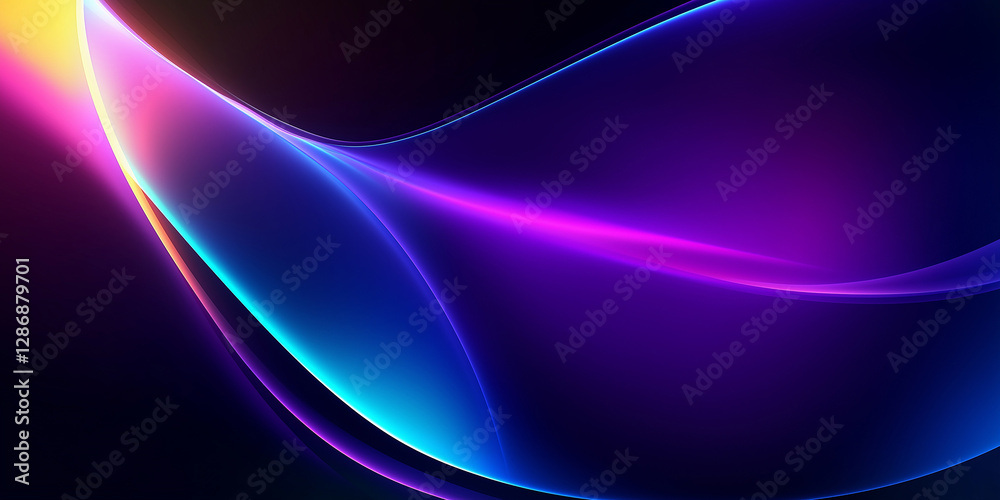 Poster Abstract light trails flowing across dark background