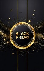 Black and Gold "Black Friday" Frame with Glitter Accents, Elegant Promotion Design