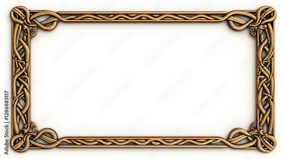 Poster Golden celtic knotted frame creating empty rectangular space