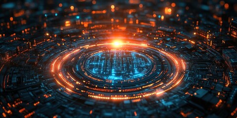 Futuristic Technology Abstract Circular Digital Interface
