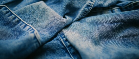 Fototapeta premium A close-up shot of faded denim fabric, showcasing texture and wear, symbolizing classic style and everyday resilience.