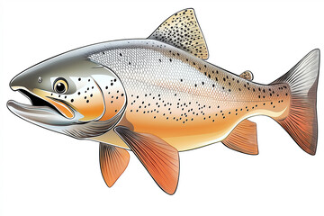 Cutthroat trout swimming underwater, wildlife fishing illustration