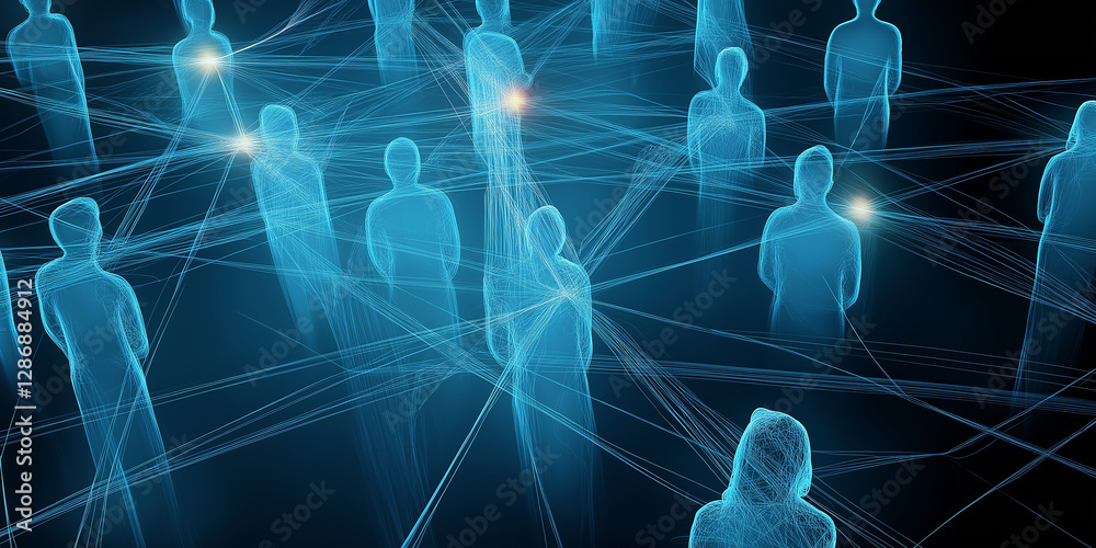 Aufkleber Network connecting digital people sharing data in cyberspace