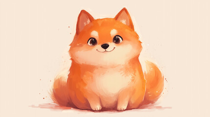 Adorable Shiba Inu: A charming and endearing illustration of a Shiba Inu, its fluffy orange fur radiating warmth. A digital artwork of this adorable canine captures its friendly demeanor.