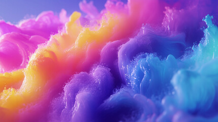 Chromatic Clouds: A mesmerizing explosion of vibrant hues paints the sky, with billowing clouds of pink, orange, yellow, purple, and blue blending to create an awe-inspiring visual display. 