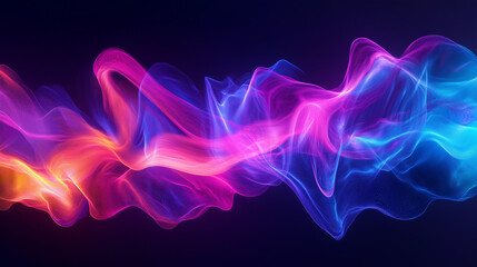 Vibrant Wave of Light: A mesmerizing display of color and energy, featuring a dynamic wave of swirling light in shades of electric blue, radiant pink, and fiery orange.