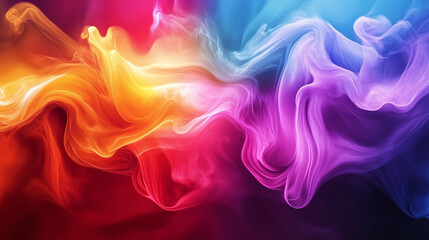 Chromatic Symphony: An abstract, high-definition artwork showcasing a mesmerizing dance of vibrant, multicolored smoke, blending seamlessly to evoke a sense of wonder and artistic beauty.