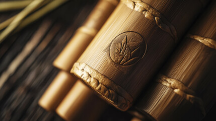 Detailed view of sugarcane packaging with embossed branding for eco-friendly design