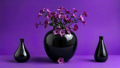 vase with purple flowers
