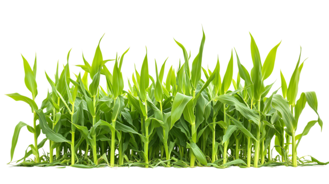 High-Quality PNG Cutout of a Zea Mays Crop Field with a Transparent Backdrop for Seamless Editing