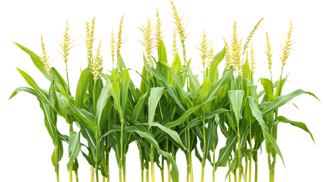 A PNG Cutout of Zea Mays Crop Field with a Transparent Backdrop for Easy Use in Designs and Projects