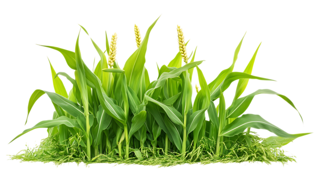 A PNG Cutout of Zea Mays Crop Field with a Transparent Backdrop for Easy Use in Designs and Projects