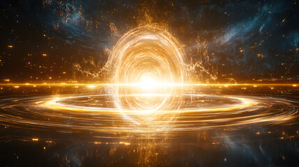 Abstract circular design with bright orange and blue background in a modern artistic style