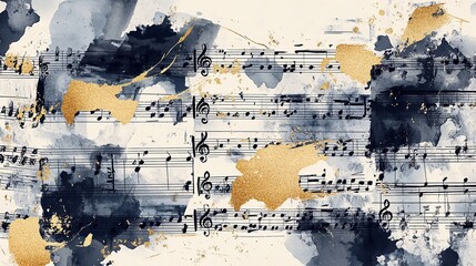 Naklejka premium A bold collage of fragmented sheet music