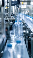 Captivating view of automated plastic bottle production in a modern factory environment