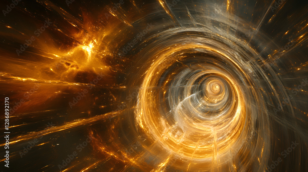 Aufkleber abstract spiral pattern of yellow and orange light creating a dynamic visual effect in a vibrant com