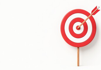 A red and white target with an arrow hitting the bullseye, symbolizing focus and goal achievement.