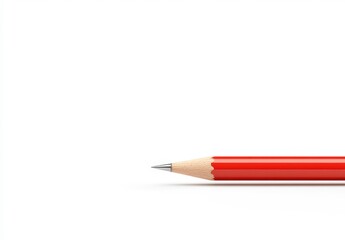 Red pencil lying on a white surface, highlighting simplicity and creativity in design.