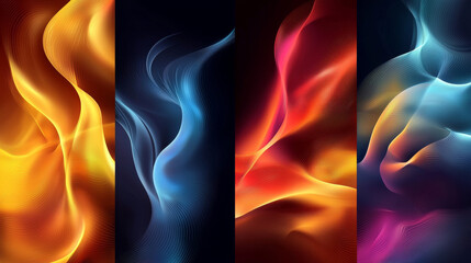 Obraz premium A collection of abstract liquid backgrounds dark color blends, and fluid, blurred mixes for modern web, banner, poster, brochure, or flyer designs. Vector EPS image