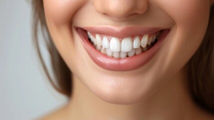 Fototapeta premium Bright and confident smile of a young woman showcasing healthy teeth and radiant appearance