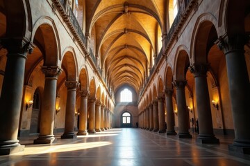 Fototapeta premium Imposing Granada Cathedral interior, soaring arches , arch, vaulted ceiling