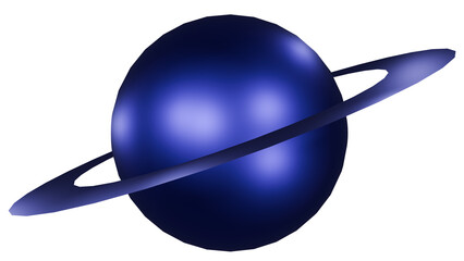 Metallic blue planet with ring