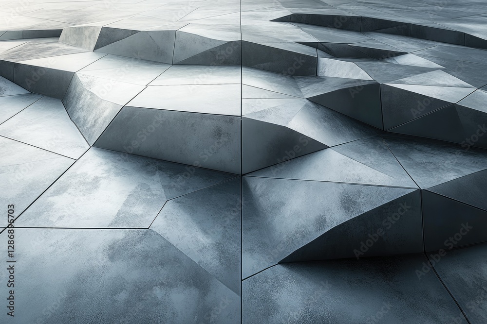Aufkleber Abstract geometric concrete texture, polygonal surface with uneven, angular forms creating a modern, architectural design.