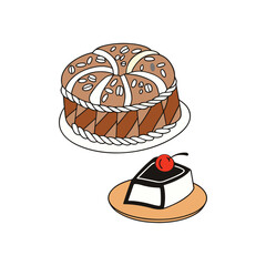  Birthday-cake-with-candle-on-it--dessert-for-birth vector art illustration
