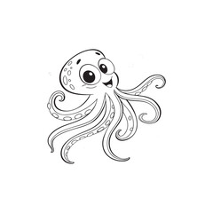 Cute-cartoon-octopus-drawing-white-background vector art illustration
