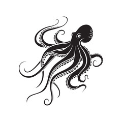 : Cute-cartoon-octopus-drawing-white-background vector art illustration