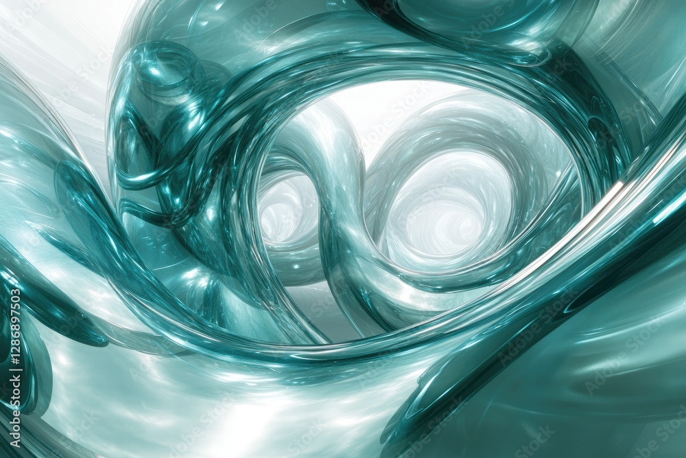 Poster abstract teal glass swirls create a mesmerizing, dynamic, and futuristic visual experience.