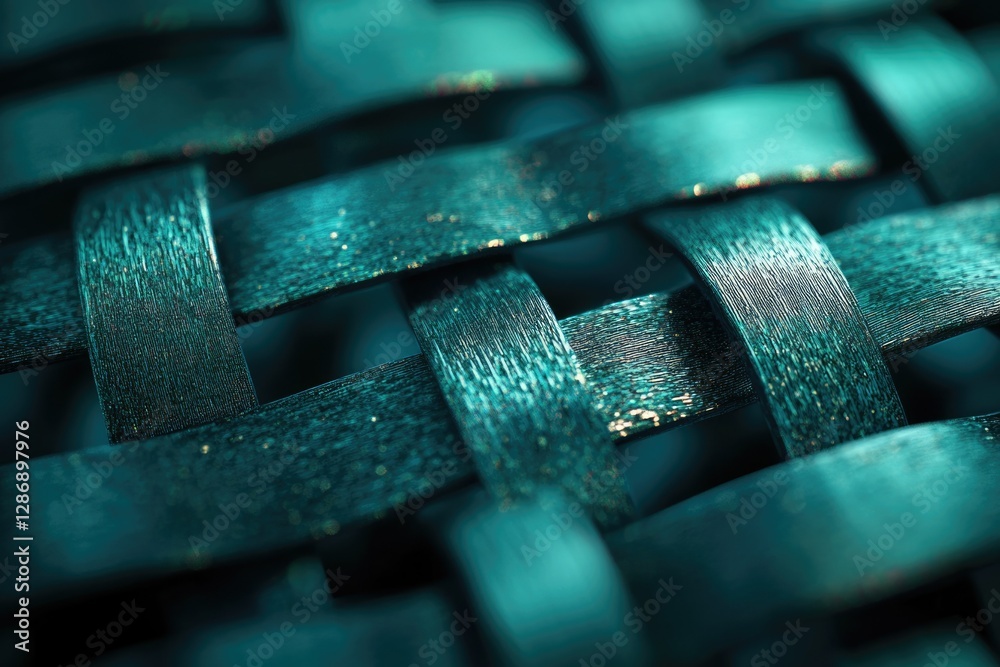Aufkleber close-up of teal interwoven textured material forming a lattice pattern.