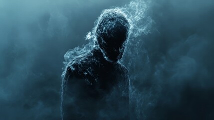 A man is shown in a dark blue background with smoke and water